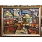 Малишевский А.А "В цеху на Тракторном", 1968г. Картон, масло.Размер 50х70 см.