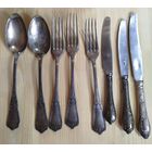 Ножи , ложки, вилки мельхиор 8 шт.. СССР с рубля!