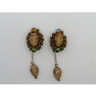 Красивые серьги c подвесками. Тяжелые. Чешское стекло. Ретро СССР.