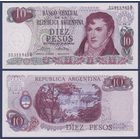 Аргентина, 10 песо 1973 - 1976 г., P-295(3) (D, генерал Мануэль Бельграно, водопады Игуасу), UNC