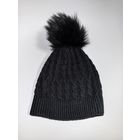 Шапка с натуральным съёмным помпоном. Новая