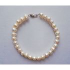 Браслет, натуральный речной жемчуг, 21 см.