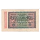 Германия 20 000 марок 1923 года. Тип Р 85b. G/D in stars. Большие цифры. Состояние XF!
