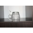 Стеклянный, пивной бокал с металлической крышкой, фарфоровая вставка на крышке, клеймо, Германия, BMF.