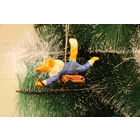 Ёлочная игрушка папье-маше, "Лиса на санках".