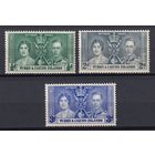 5.BrKS. Великобритания. Колонии. Теркс и Кайкос. Коронация Георга VI и Елизаветы. 1937 г. Полная серия. Mi.##115-117.