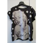 Мерлин Монро Принт Рисунок Черная Майка Топ Блуза Шелк Трикотаж Стразы размер S-M Знаменитость Кумир Звезда Легенда киноактриса секс-символ певица модель