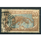Французские колонии - Среднее Конго - 1907г. - леопард, 20 с - 1 марка - гашёная [Mi 7]. #4-W1-129-A-1