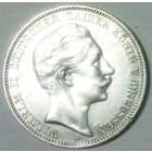 ГЕРМАНИЯ ПРУССИЯ 3 марки 1909 год "ВИЛЬГЕЛЬМ II" (серебро)
