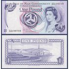 Остров Мэн, 1 фунт 1990-2009 г., P-40c (AA, королева Елизавета II), UNC