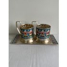 ПОДСТАКАННИКИ " ХОРОВОД " - 2 ШТ. В КОМПЛЕКТЕ С МИНИ-ПОДНОСОМ. СМ.ФОТО И ОПИСАНИЕ.