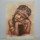 Портрет эфиопки, 35*55см, рисунок по коже буйвола, 1990г.