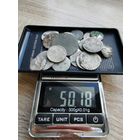 Лот (2) уставших серебряных монет, билон, серебро. С 1 рубля без МЦ