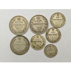 20 копеек 1908-1910 г. 10 копеек 1911-1913 г. 5 копеек 1912 г. Серебро Одним лотом 7 шт. С рубля