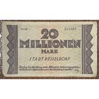 Банкнота 20 миллионов марок 1923 год. Дюссердольф. Веймарская республика.