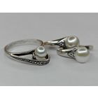 Кольцо и серьги с Жемчугом (комплект) Серебро.