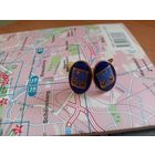 Нарядные позолоченные запонки, старая Германия/Австрия 1920-х. Красивые гербовые эмали. Недорого. Распродажа коллекции.