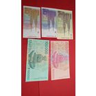 5 шт. Динары Хорватия 1-5-25-50000-100000. 1991-1993. С рубля. (09).