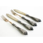 Набор из десертных ножа и вилки на две персоны, серебро 84 пробы, позолота. Харьков, 1908-1926 гг. Знаменитый Иосиф Маршак, конкурент Фаберже. Редкость!