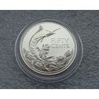 50 центов 1976 Багамские острова. Рыба-меч. Серебро 800.