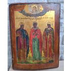 Икона на золоте, темпера, 19 век. Святые Великомученицы Екатерина, Анастасия, Варвара