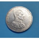 Германия. 5 марок. 1913 год. Вильгельм II. Мундир. Серебро