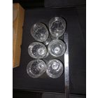 Винтаж хррусталь , Художественное стекло  НАБОР ФУЖЕРОВ резьба ,рисунок БЕЗ СКОЛОВ И ТРЕЩИН 8шт БОГЕМИЯ ЧЕХОСЛОВАКИЯ