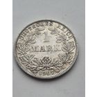 1 марка 1907 года. Германия. Вильгельм II. Серебро 900. Монета не чищена. 45431