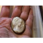 Брошь кулон Камея ракушка Серебро Германия антик