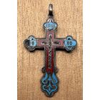 Крест Нательный.  2 эмали. Штихель. . СЕРЕБРО. 84 проба.