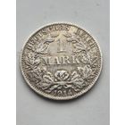 1 марка 1914 года. Германия. Вильгельм II. Серебро 900. Монета не чищена. 45432