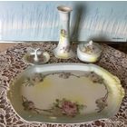 Антикварный Набор в спальню Поднос Подсвечник Шкатулка Германия начало 1900-х