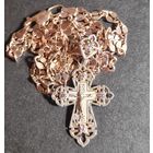 Шикарная цепочка с крестиком серебро 925 в позолоте, лот#24, С РУБЛЯ! МНОГО ЛОТОВ С РУБЛЯ БЕЗ МЦ!