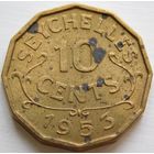 3. Сейшелы 10 центов 1953 год