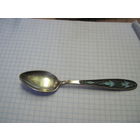 Ложка кофейная 875 пробы с позолотой и эмалью.