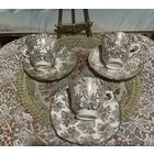 Чашка Чайная пара Золотой узор Англия винтаж костяной фарфор 3 шт Цена снижена