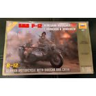 Сборная модель ВОВ Немецкий мотоцикл с коляской и экипажем БМВ Р-12 (BMW R-12) 1/35 Звезда 3607