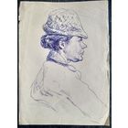 Крохалев Петр. Дама в шляпке. Рисунок. Бумага.  Шариковая ручка. 21х29 см.