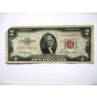 США 2 $ красная печать 1953 (обрезан угол)