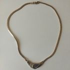 Колье винтажное со вставкой гелиотиса. Покрытие серебро. Фианиты. 47 см.