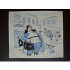 Вожык 1953 год Художник Волков "Домоуправ" карикатура сатира Вожик