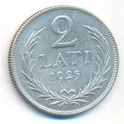 Латвия 2 лат 1925 г. Ag 0,835