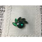 Брошь Изумрудная Флёр де Лиз Чехия 50-е Скидка !