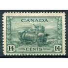 Британские колонии - Канада - 1942/43г. - военное производство, танк, 14 с - 1 марка - гашёная [Mi 226]. #3-WB-102-A-2