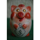 Статуэтка фарфоровая " Поросенок - копилка "   Песочное   целая    11,5 см