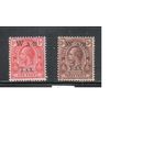 Теркс и Кайкос-1919,(Мих.76-77)  * ,  Британские колонии, Стандарт, Надп., Король, Военный налог,(полная серия)