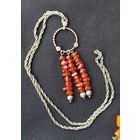 Подвеска с янтарем на мельхиоровой цепочке