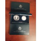 Подарочный набор США 1+0,5 доллар.500 лет путешествию Колумба. США. Серебро.  1992г.