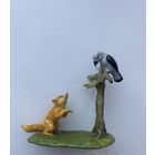 Статуэтка по мотивам басни Крылова Ворона и лиса.Пластик. 60-70 годы