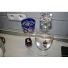 ГРАФИН 19 ВЕК ТОЛСТОСТЕННОЕ СТЕКЛО ГРАВИРОВКА ЗОЛОТАЯ КОРОНА РОСПИСЬ ЗОЛОТОМ СТАРЫЙ ВЫСОТА 29 СМ